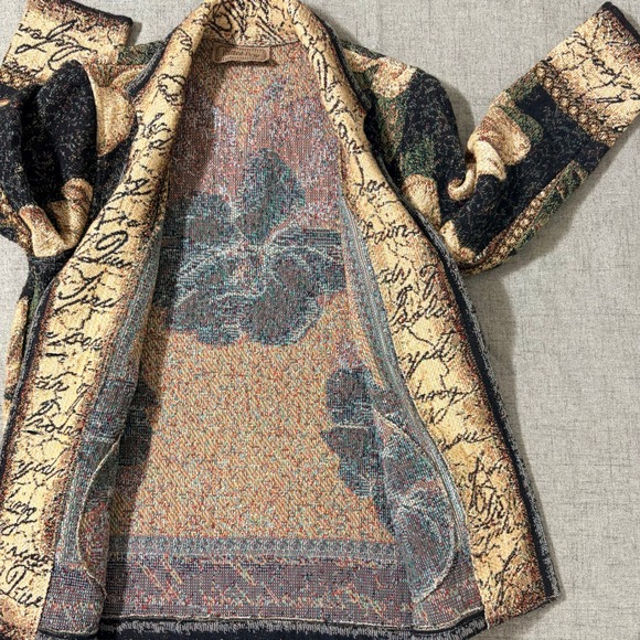 Vintage Painted Pony Tapestry Floral Script Blazer Jacket Women Size 3 XL* USA - Picture 6 of 9
